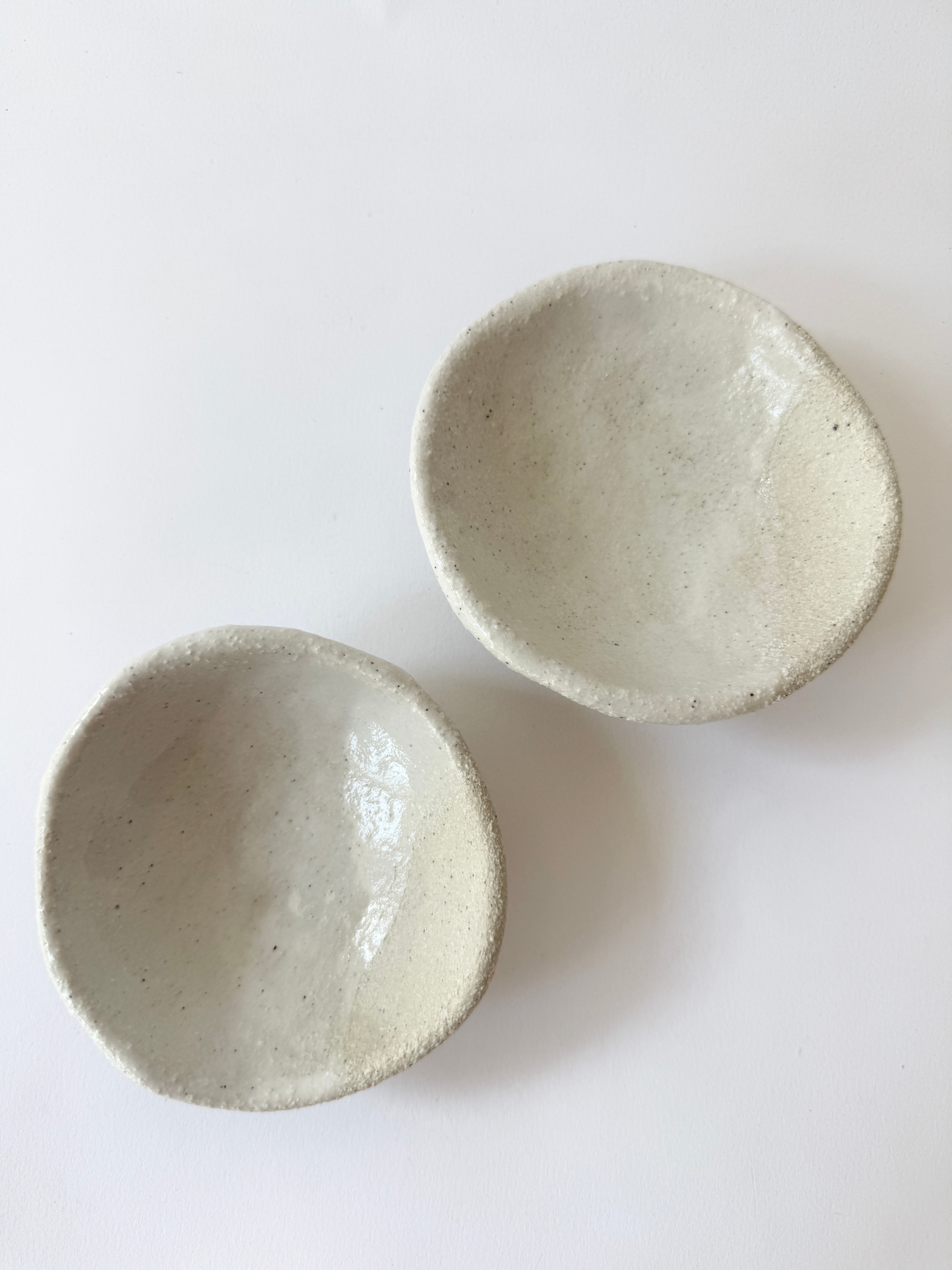 White Ceramic Hand Made Organic shaped bowls