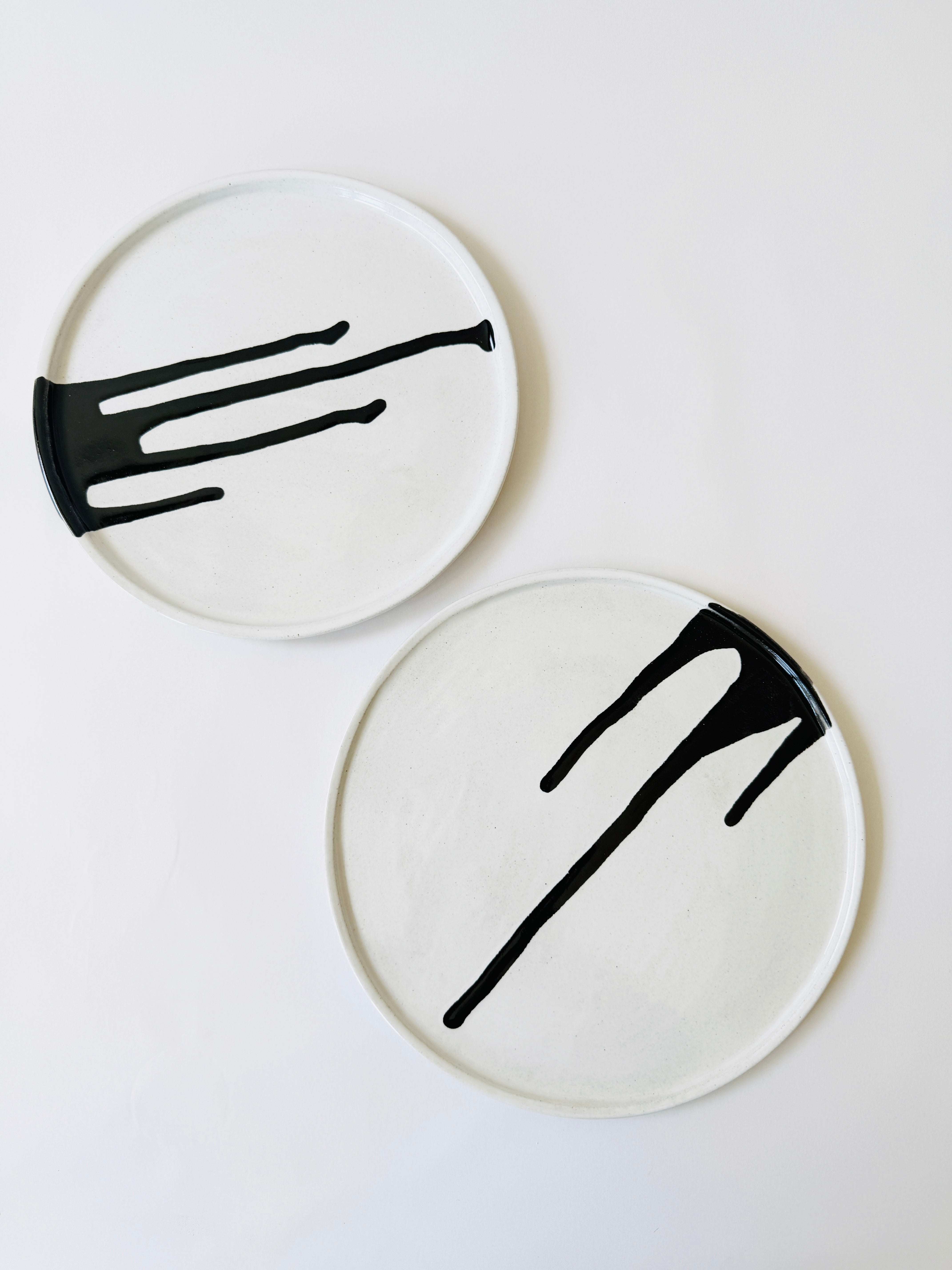hand made drip design ceramic platters created in Adelaide south Australia
