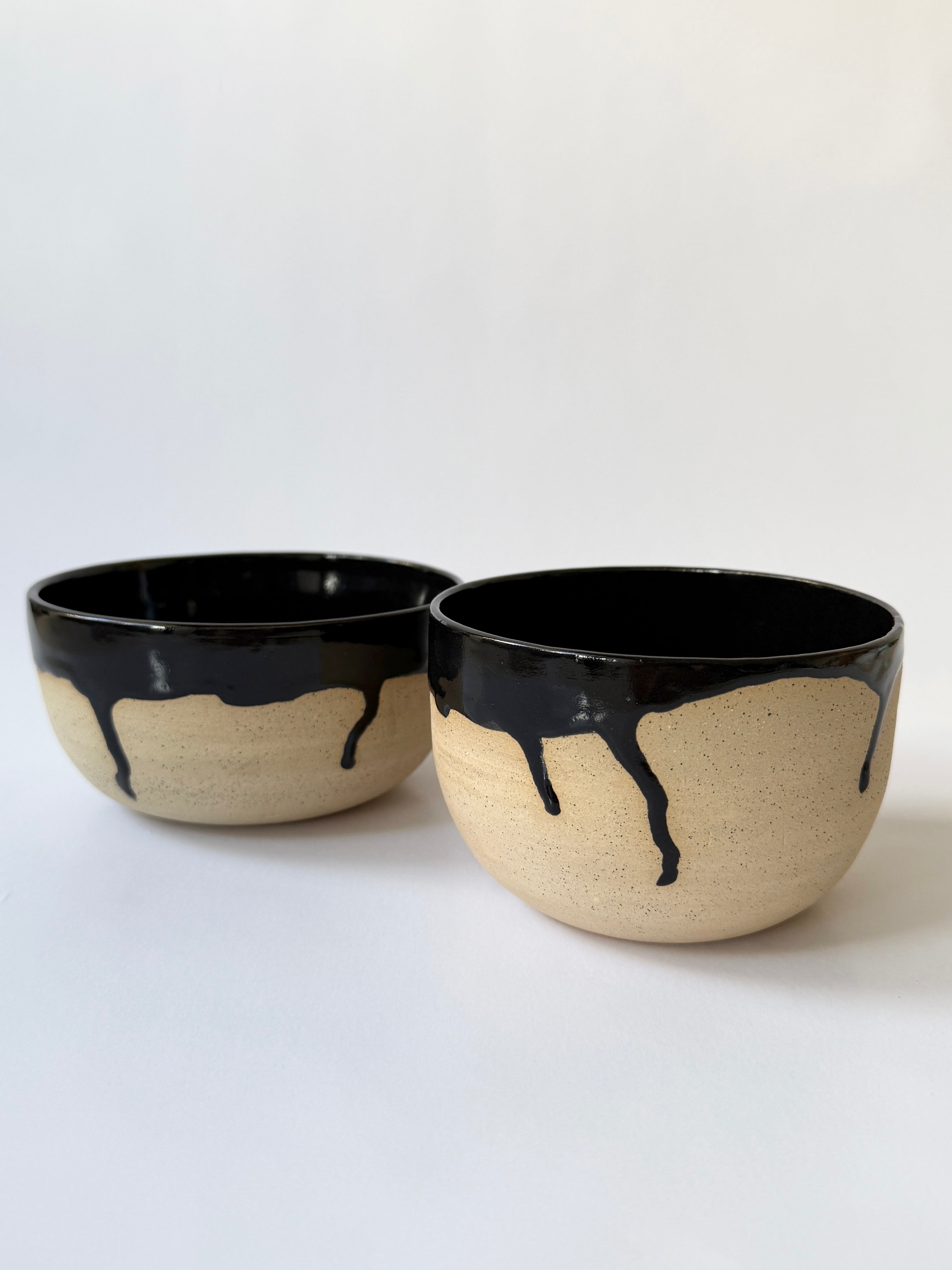 natural and black glazed ceramic unique bowls for the table great for entertaining