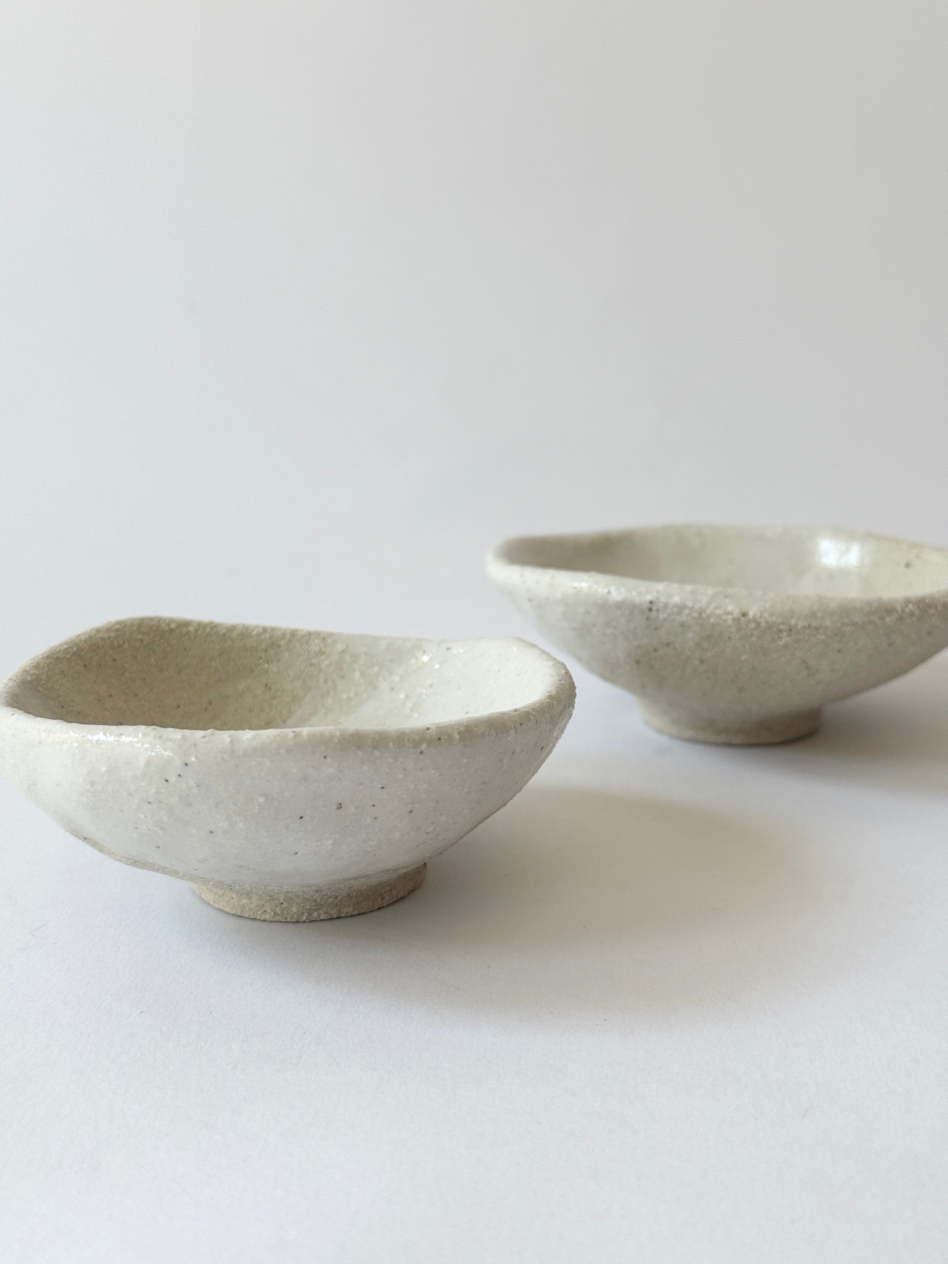 White Ceramic Hand Made Organic shaped bowls