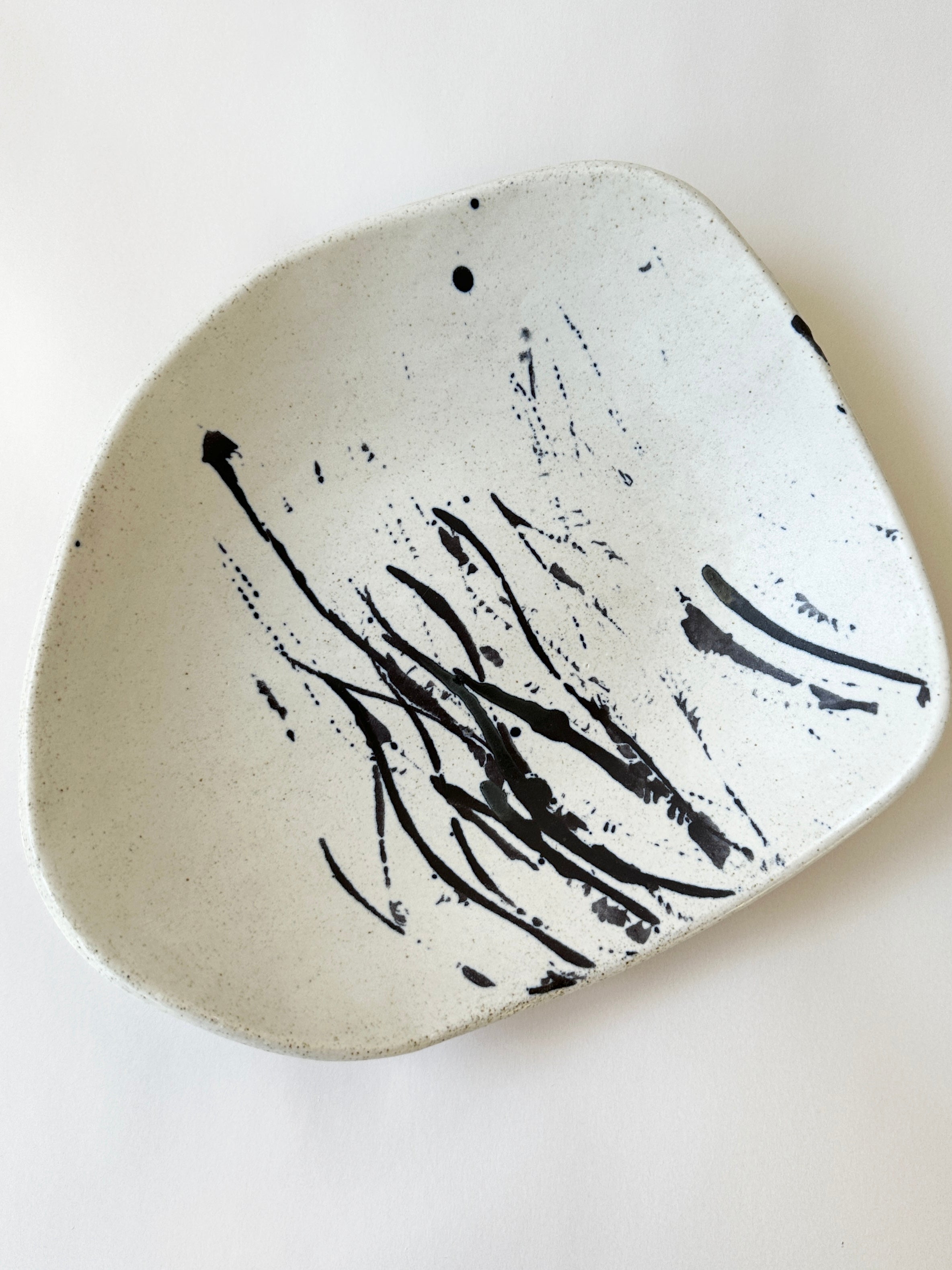 splatter design ceramic platter or bowl for entertaining handmade and unique
