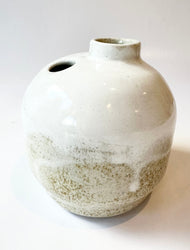 organic hand made vase with speckled clay and white glaze homewares