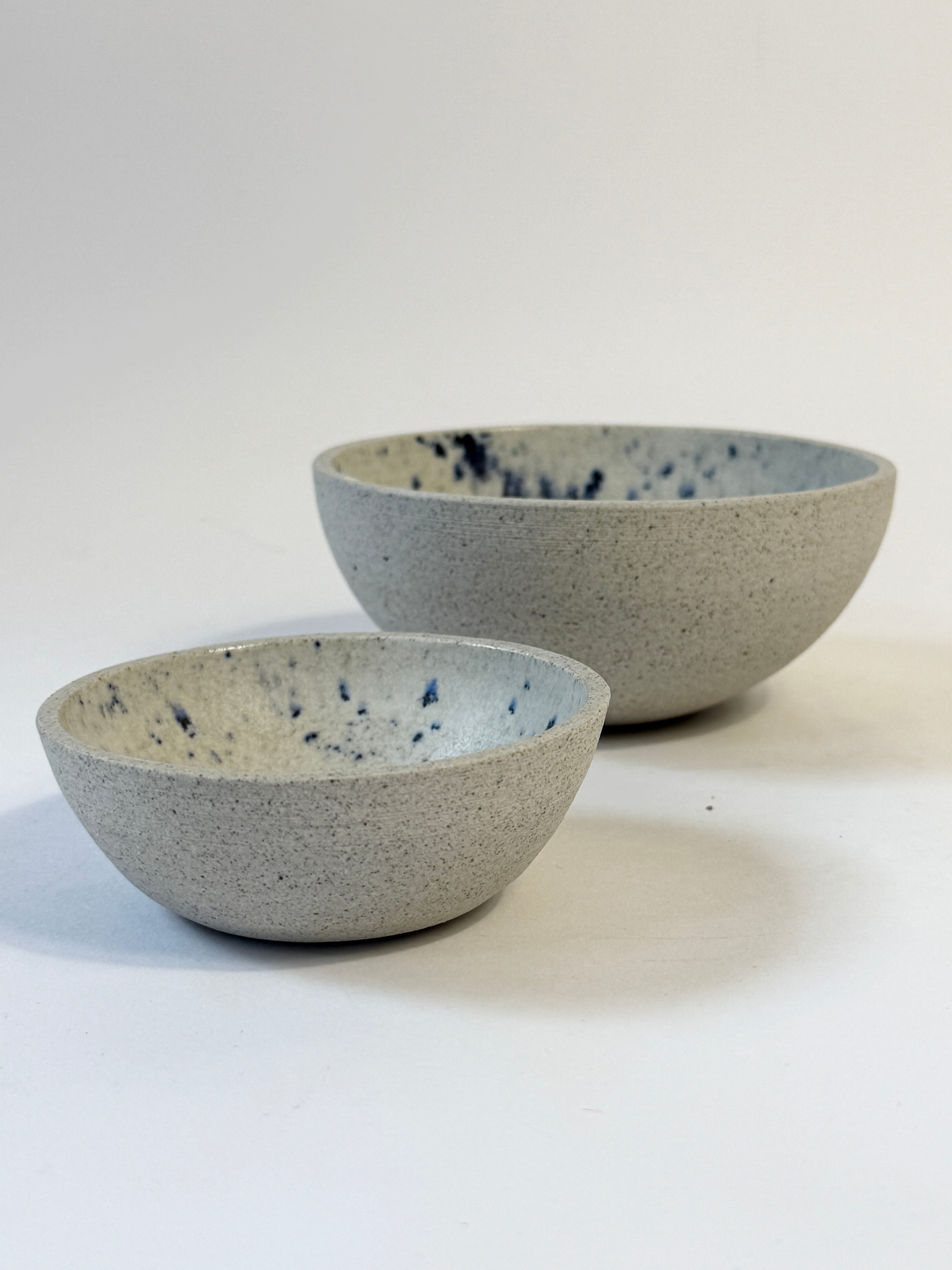 Unique Ceramic Handmade Bowl Set - Blue/Black Speckle glaze