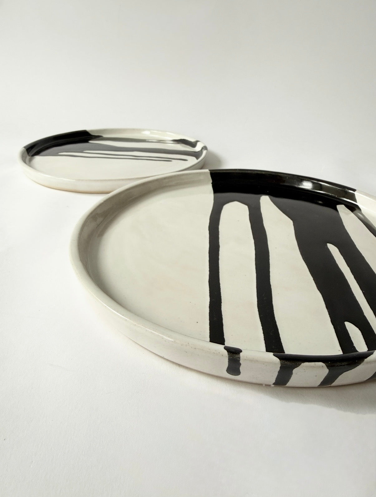 Ceramic Platters with splatter design. hand made by FionaK
