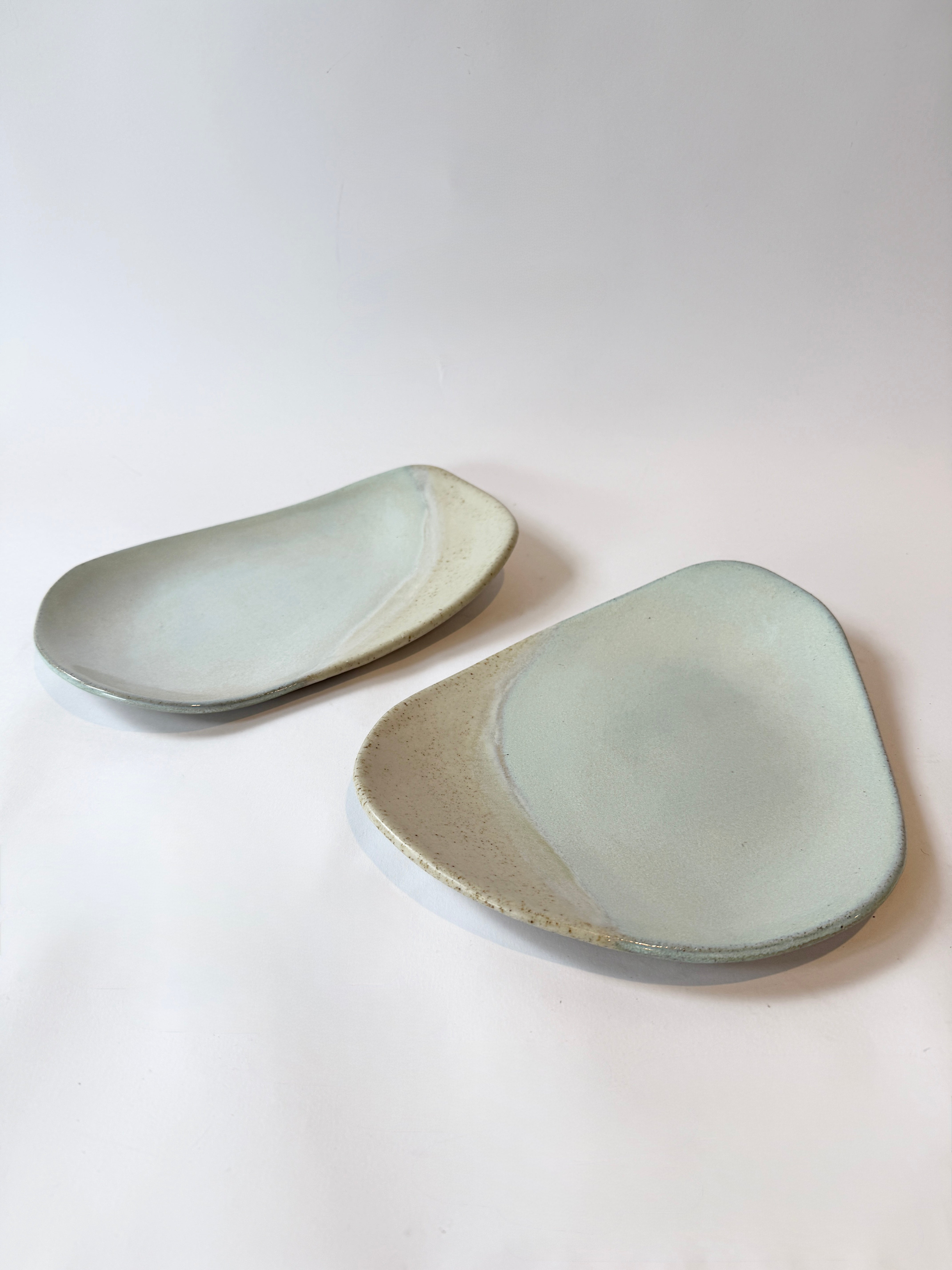 hand crafted ceramic platters.  Pretty blue and speckled pattern.  hand made in Adelaide South Australia