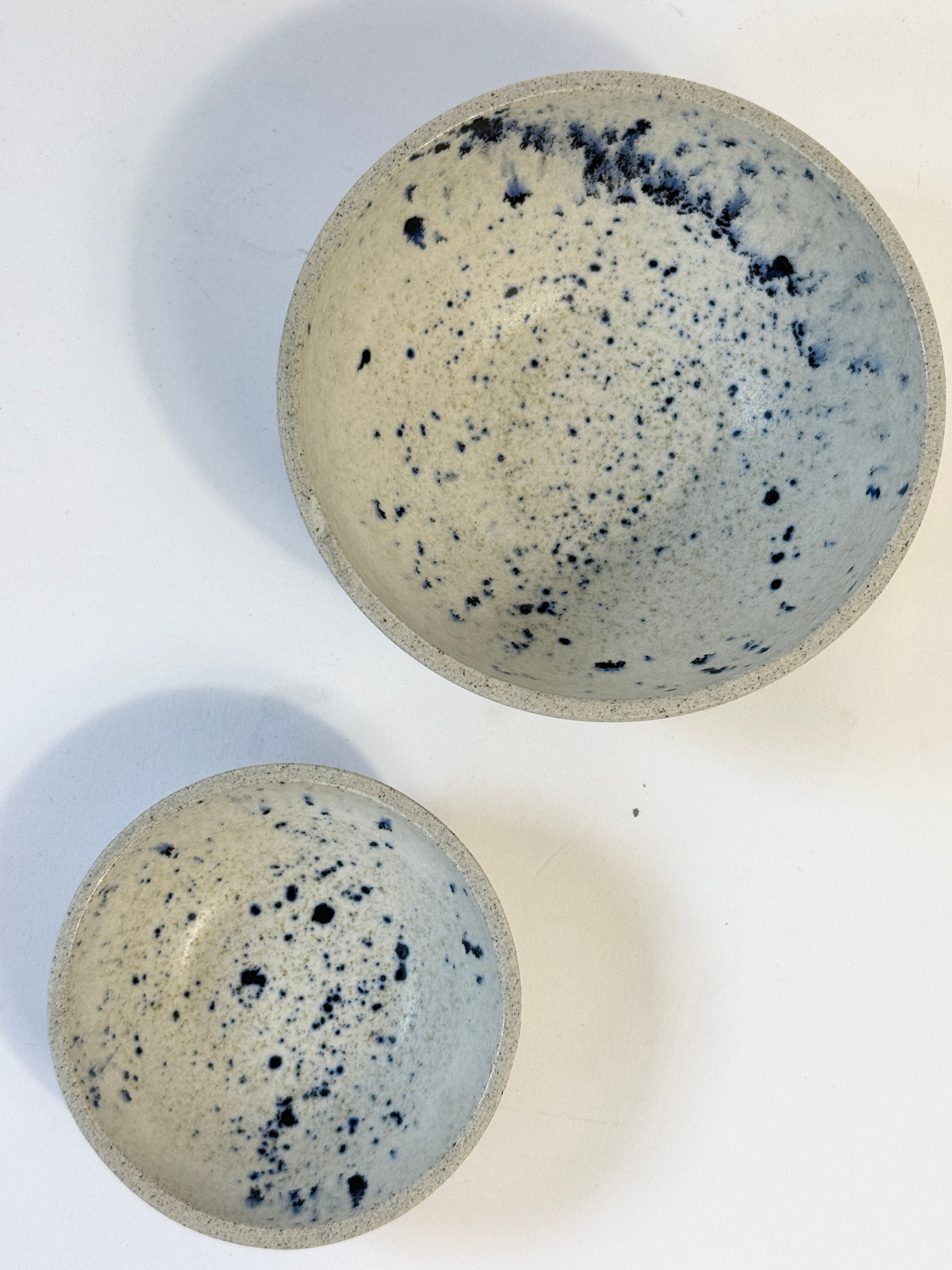 Unique Ceramic Handmade Bowl Set - Blue/Black Speckle glaze
