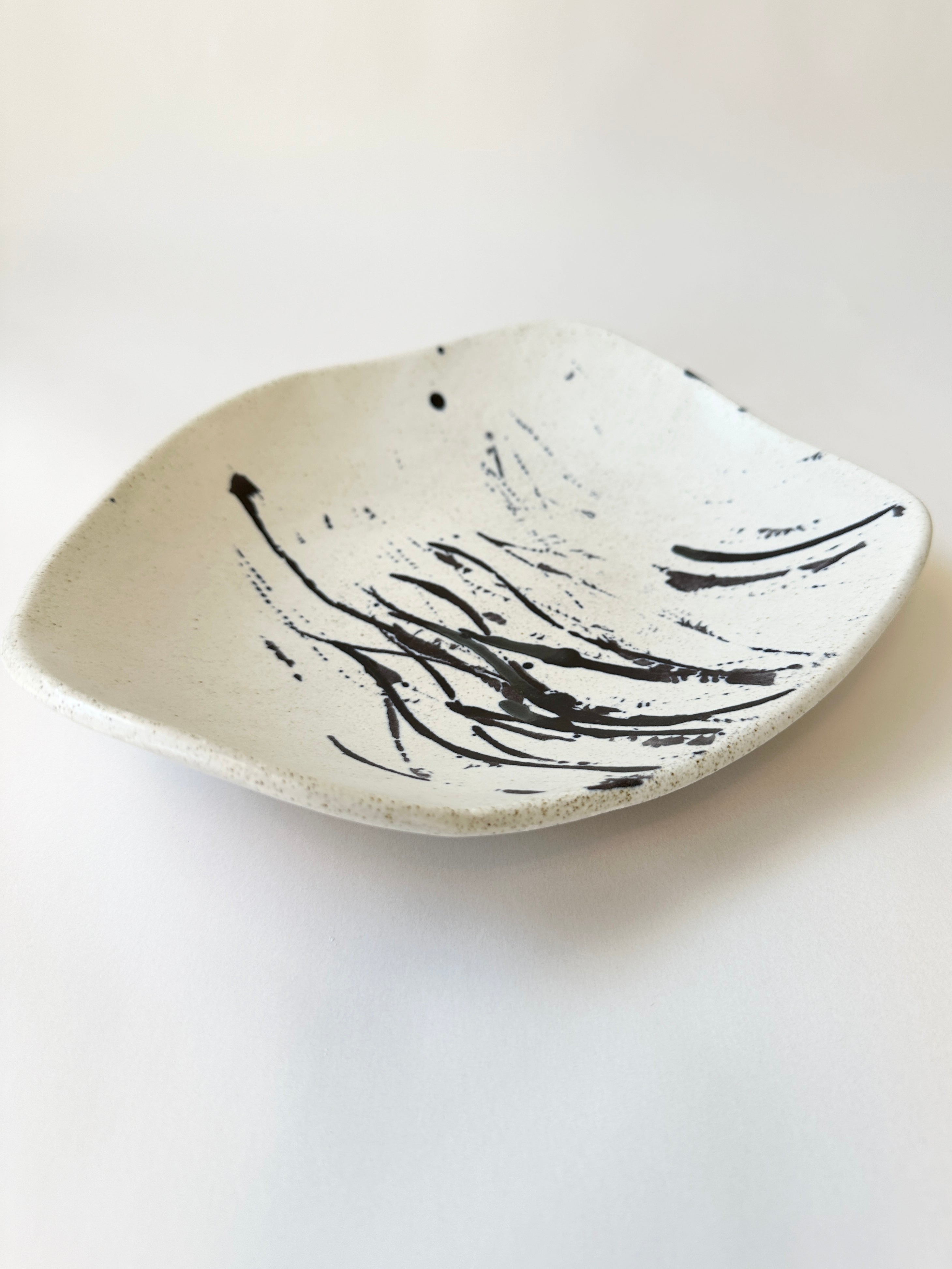 unique and handmade splatter design ceramic bowl or platter. great for entertaining homewares adelaide
