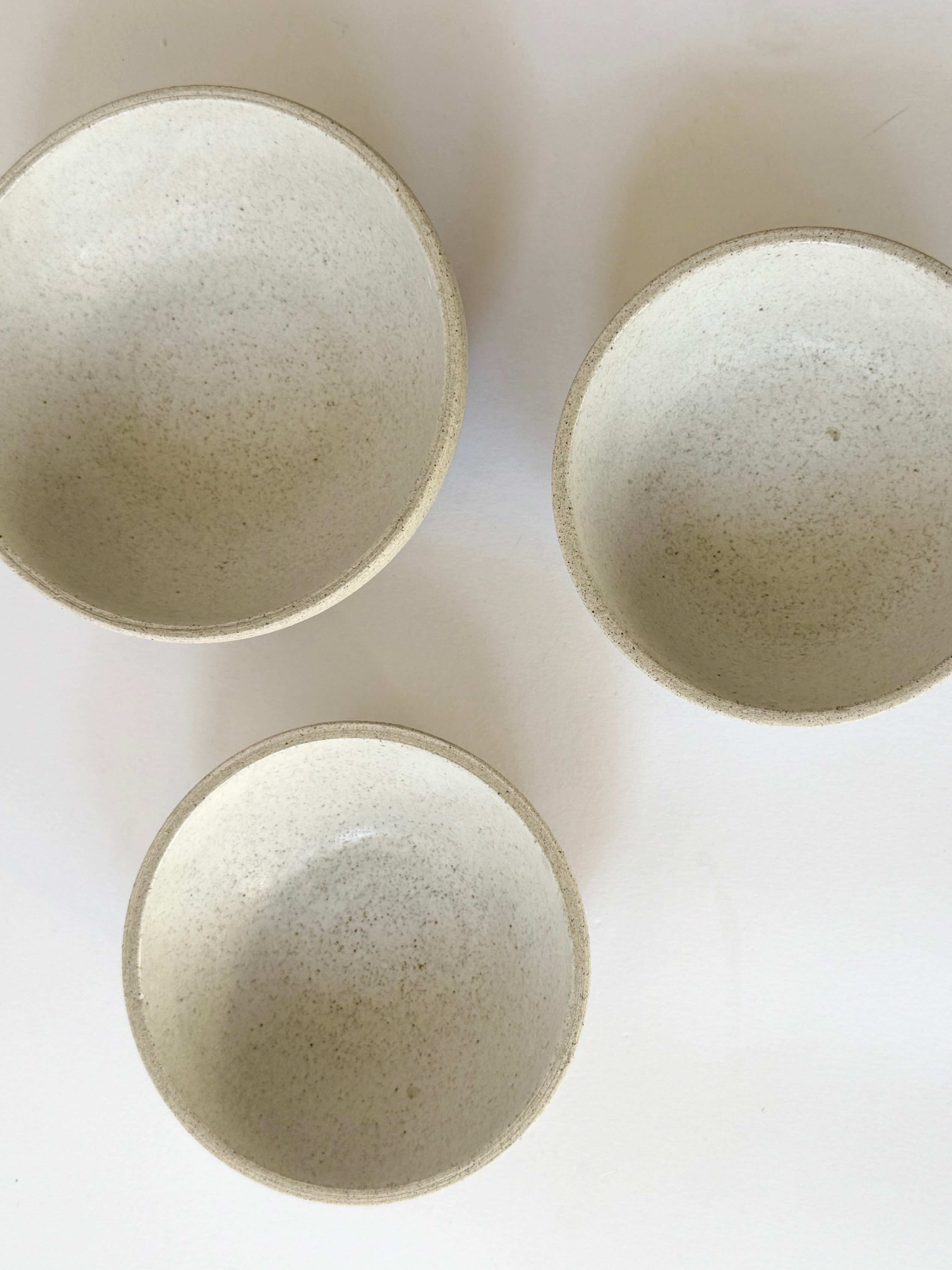 natural ceramic hand crafted bowl set glazed interior and raw exterior